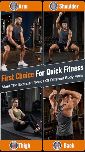 Ropeless Battle Ropes with Weighted Springs, Portable Weighted Home Fitness Training Tool for Low-Impact Exercise, HIIT & Strength Building, Suitable for Men and Women (Orange-Black)