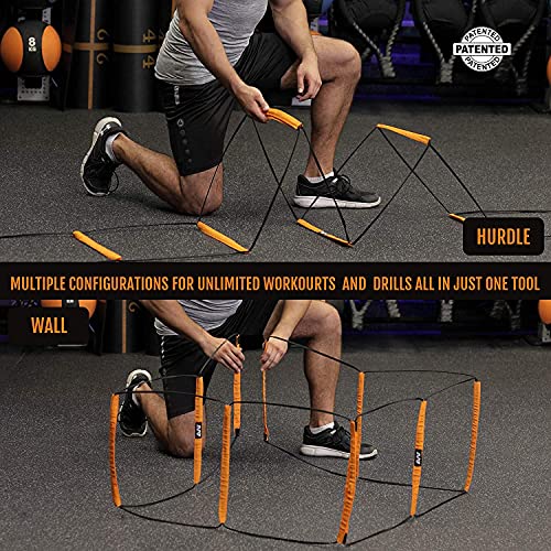 Agility Ladder, Agility Training Equipment, Soccer Speed Ladder, Football Footwork Ladder, Workout Ladder for Kid Adult, Foldable Instant Set-up & Tangle-Free & Carry Bag(4/8/8+4/12 Rung)