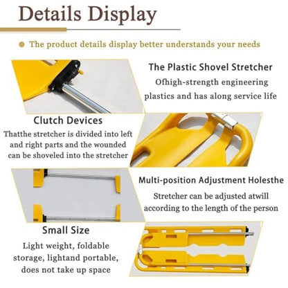 Portable Mcal S Stretcher - Lightweight Adjustable Folding Emerncy Transport Board, 350lb Capaci, Ideal for Patient Imlizat and Travel Use