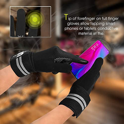 SAWANS Weight Lifting Gloves Gym Workout Fitness Wrist Wrap Support Men Women Fingerless Gloves Full Finger Touchscreen - size: Small