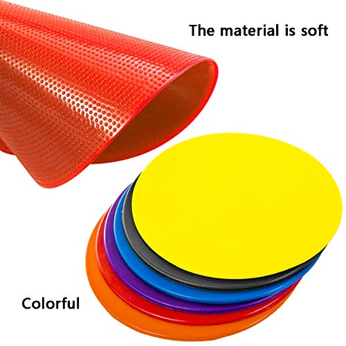 10 Pcs Poly Spots, Haploon 9 Inch Non Slip Floor Dots Sport Set for Drills Training Soccer Football Basketball Footwork Teaching Marker Field