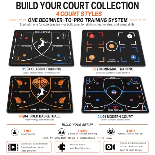 Portable Basketball Footwork Training Mat, Agility Footstep Training Mat, Basketball Pads for Training All Levels, Non-Slip Silent Equipment for All Ages to Improve Speed, Strength and Coordination