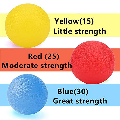 3 PCS Physical Therapy Hand Exercise Balls, Stress Relief Balls for Adults, Squeeze Balls Kits for Hand Finger Wrist Muscles, Hand Grip Strengthener Trainer,Finger Exerciser