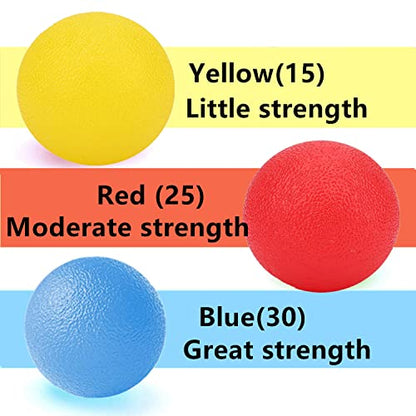 3 PCS Physical Therapy Hand Exercise Balls, Stress Relief Balls for Adults, Squeeze Balls Kits for Hand Finger Wrist Muscles, Hand Grip Strengthener Trainer,Finger Exerciser