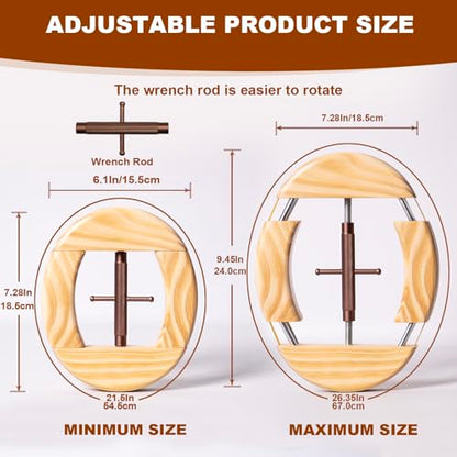 4 Way Hat Stretcher, Hat Stretcher for Fitted Hats, Heavy Duty Hats Shaper Extender w. Lever Wrench for Men All Kind of Caps - color: Walnut