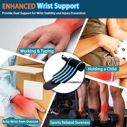 Wrist Wraps 18" Thumb Loop Straps for Powerlifting & Bench Press - color: Blue
