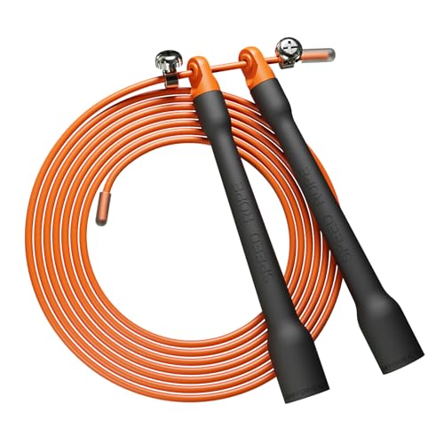 Ultra-Light Speed Rope Jump Rope with Black Ergonomic Handles,PVC Cable, Adjustable Length, for Cardio Training, CrossFit, Boxing - color: Orange