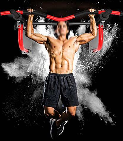 Wall Mounted Pull Up Bar, Strength Training Pull-UP Bars, Heavy Duty Wall Mount Chin Up Bar with Exercise Bands, Maximum Weight 440 lbs, Ideal for Home Gym Indoor Outdoor - color: Yellow