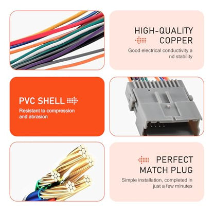 WZP Car Audio Wiring Harness, Radio Adapter Wiring Harness Kit with Antenna Adapter Connector, Compatible with Chevy Hummer Buick Suzuki (Multicolored)