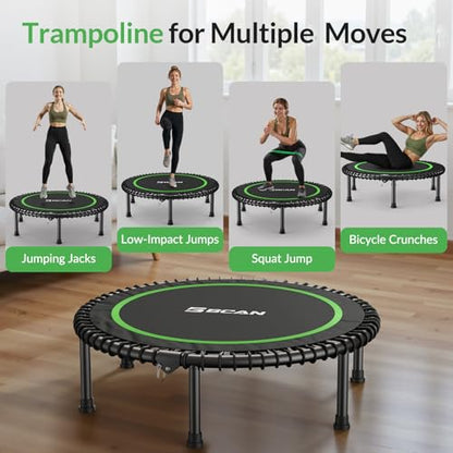 BCAN BT2 Mini Rebounder Trampoline for Adults|Bungee|No Handle|FED Fitness - color: 40-Green, size: 40IN