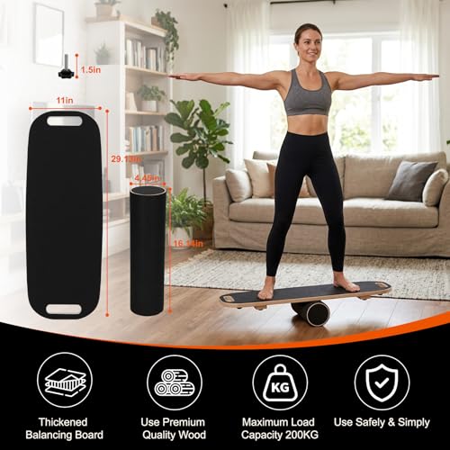 Balance Boards for Adults, Adjustable Surf Balance Board Trainer, Wooden Balance Board with Roller, Training Core&Balance Abilities Balance Board Trainer, Surf Trainer & Physical Therapy