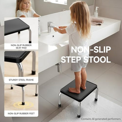 Step Stool, Heavy-Duty Steel Legs, 350 lb Capacity, Comfortable Non-Slip Rubber seat Cushion, Non-Slip Rubber feet，Anti-Skid Bathroom Stool for Children, Elderly, Kitchen, Home Use
