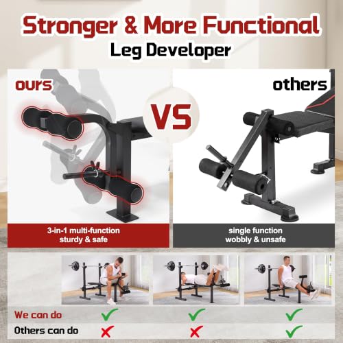 OPPSDECOR Foldable Weight Bench Set with Squat Rack and Preacher Curl Pad - color: Onyx