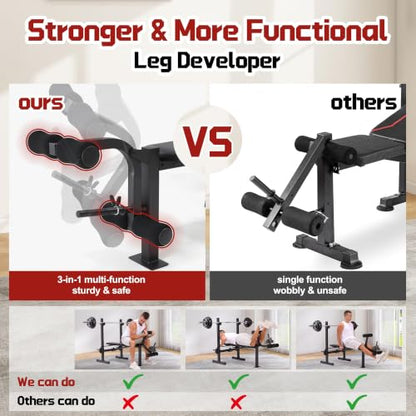 OPPSDECOR Foldable Weight Bench Set with Squat Rack and Preacher Curl Pad - color: Onyx