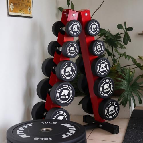 RitFit 5-250 LBS PVC Encased Round Dumbbell sets with Knurled Handle and Optional Rack, Strength Training Equipment for Home Gym - style: 5LB×2