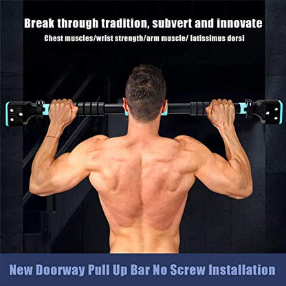 Pull Up Bar for Doorway, No Screws Chin Up Bar Adjustable Dip Bars with Grooved Lock for Fitness Workout Chin-Up Bar Adjustable Width Wall Bar,Home Gym Equipment,Load Bearing 200 KG