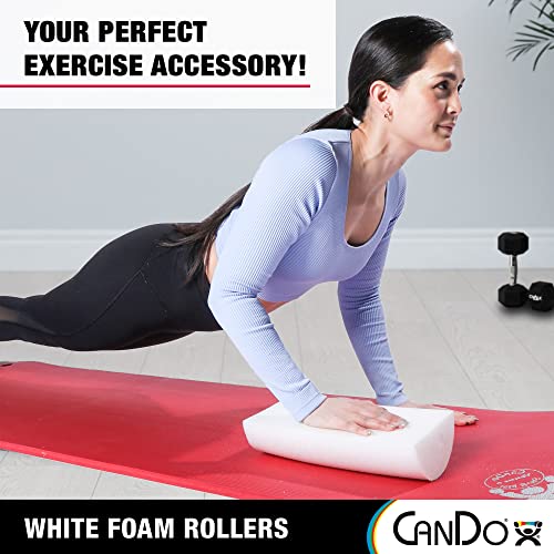 CanDo White PE Foam Rollers for Exercise, Finess, Muscle Restoration, Massage Therapy, Sport Recovery and Physical Therapy for Home, Clinics, Professional Therapy 6" x 36" Half-Round