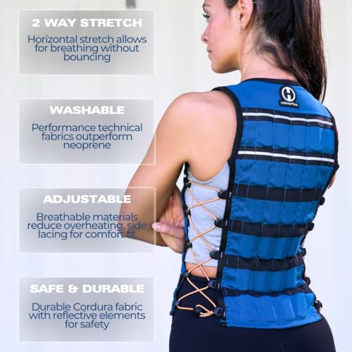 Hyperwear HyperVest ELITE Adjustable Weighted Vest for Women and Men — Thin Steel Weights, Stretch CORDURA Fabric — Weight Vest for Walking, Running, Strength Training - size: Large 10 Pounds Black