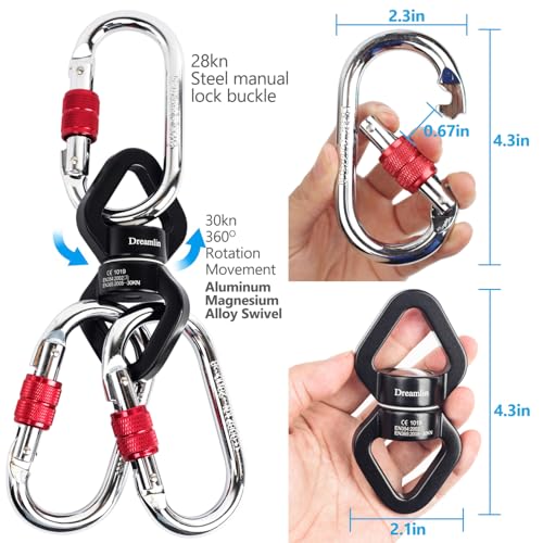 Aerial Silks Hardware Kit 30 KN Swing Swivel Aerial Yoga Hammock Rigging Aluminum Swivel Aerial Hoop Lyra Rotational Device Hanging Accessory - color: Black set 2