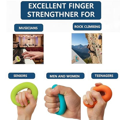 Grip Strength Trainer,Hand Grip Strengthener,Forearm Grip Workout - Grip Trainer Silicone Rings for Rock Climbing, Athletes & Stress Relief & Rehabilitation