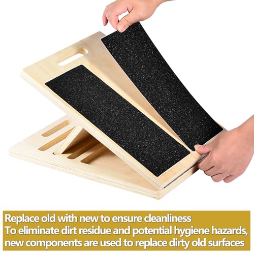 Non-Slip Sandpaper Board Fit Slant Board for Calf-Stretching, Wooden Incline Wedge Stretcher, Balance Block Replacement - size: 12.6×5.5