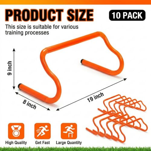 10 Pack 9" Agility Hurdles, Plastic Speed Agility Training Hurdle, Detachable Sturdy Plyometric Hurdles, Training Equipment Set with Carry Bag for Football, Soccer, Basketball, Athletes