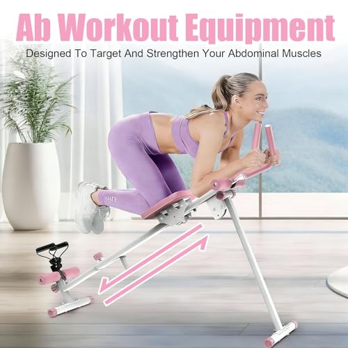 Ab Workout Equipment Abs Trainer, 4 in 1 Workout Machine with Ab Slider Roman Chair Rowing Leg Press, All in One Fitness Equipment for Home Gym Training - color: Grey
