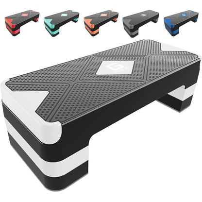 GYMMAGE Aerobic Exercise Step, Adjustable Height, - color: White