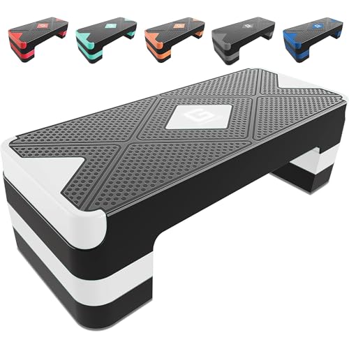GYMMAGE Aerobic Exercise Step, Adjustable Height, - color: White