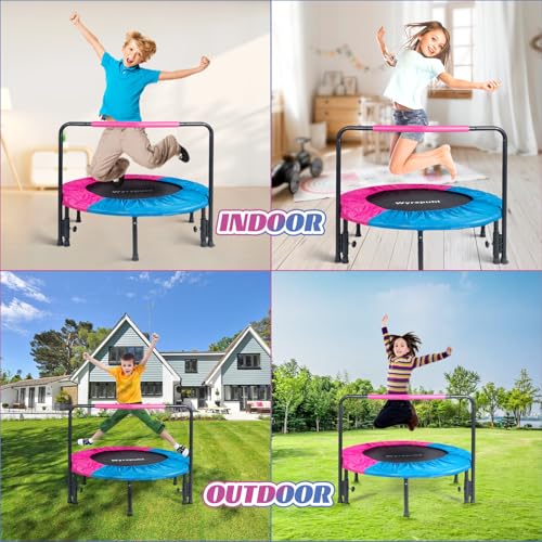 36 Inch Kids Trampoline - Mini Toddler Trampoline with Foam Handle, Small Rebounder Trampoline for Adult Fitness with Safety Padded Cover Indoor and Outdoor Use for Fun