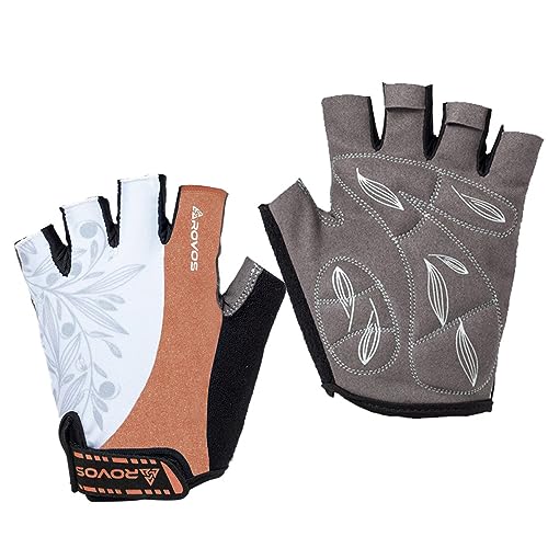 Cycling Gloves for Men & Women - 5MM Anti-Slip Shock-Absorbing Gel Pad, Lightweight & Breathable Half Finger Design for Mountain Cycling, Gym, Motorcycle, Outdoor Sports - color: Silky Rose, size: Medium