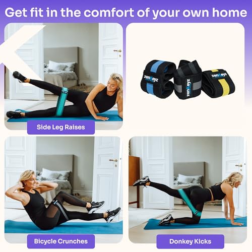 Resistance Fabric Booty Bands- 3 Working Out Hip Stretch Bands for Legs, Butt, Glutes- Exercise Loop Band for Workout, Stretching, Warm-Up, Strength Training, Squats, Build Glute & Muscle, Women & Men