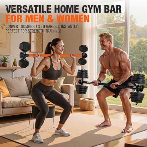 Dumbbell Converter, Convert Dumbbells to Barbell Set, Weight Bar for Bench Presses, Squats, Hip Thrust, Deadlifts, Home Weightlifting and Strength Training, Versatile Home Gym Equipment - color: Black