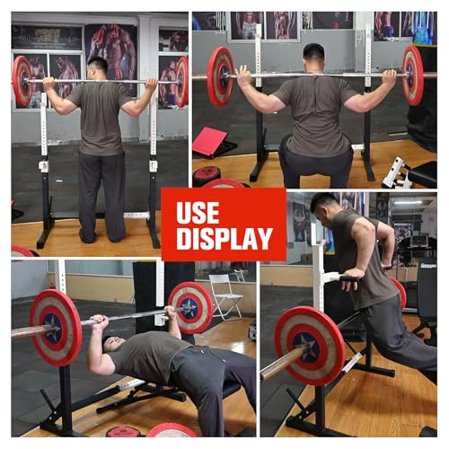 Gresspro Barbell Rack Stand with Dip Bar Attachment - Multifunctional Adjustable Squat Rack, Heavy-Duty Dumbbell Rack, Strength Training Dip Station, Home Gym Equipment Max Load 550lbs - color: Black