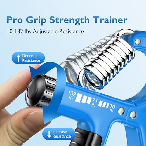 FitBeast Grip Strengthener Forearm Strengthener, Adjustable Hand Grip for Strength Training & Rehabilitation, 10-132 lbs Resistance, Ideal for Athletes and Physical Therapy - color: Light Blue