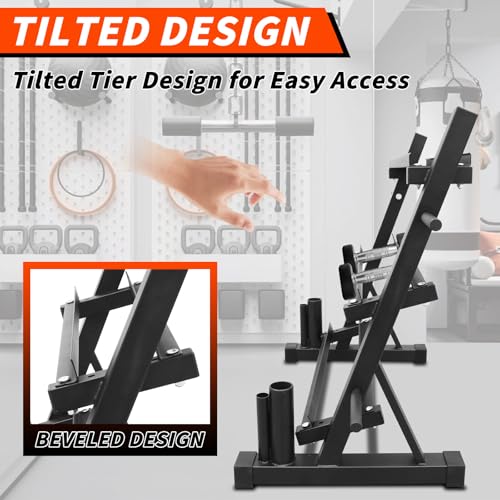 PENSUN Dumbbell Rack – 3 Tier Adjustable Weight Storage Stand with Side Barbell Plate Holder – Multi Purpose Home Gym Organizer for Dumbbells, Kettlebells, Barbell - color: Widened - 1500 LBS (Upgraded)