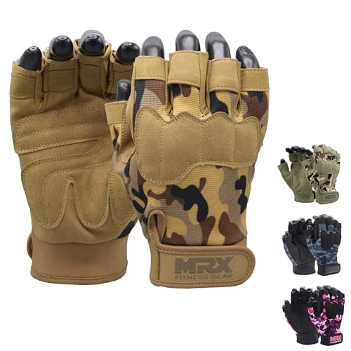 MRX Workout Gloves for Men and Women – Breathable, Snug-Fit Exercise Gloves for Weight Lifting, Cycling, Gym Training & Outdoor Activities - color: Camo Sand, size: Small