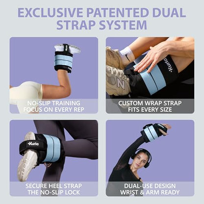 Ankle & Wrist Weights – 8/16/20/30 lbs Pair (4–15lbs - Each) | Dual Adjustable Secure Strap System | Patented Design | Ideal for Home Workouts, Pilates, Yoga, Glute Training - size: 08 lbs each (16 lbs pair)
