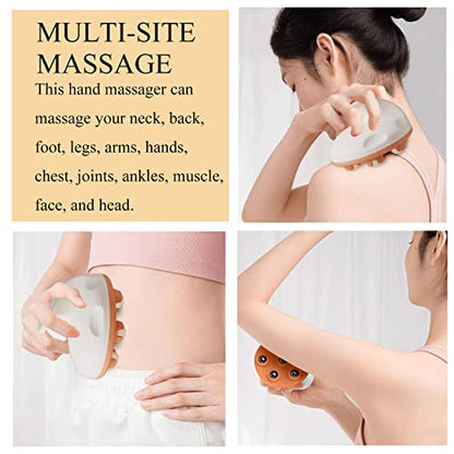 WMM Hand Held Massager, Full Body Massage Tool with Roller Ball Massager Manual 360-degree-roller for Muscle Back Neck Joint Foot Shoulder Leg Pain Relief with Portable Design