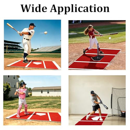 SUCOHANS 6 x 4 ft Baseball Hitting Mat with Anti-Slip Rubber Backing