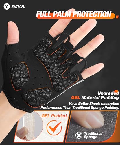 SIMARI Gel Pad Cycling Gloves with Shock-Absorbing/Grip/Breathable, Workout Bike Gloves for Men Women Biking, Mountain Biking, Fitness, Gym Exercise, Weight Lifting Training, Yoga, Pilates