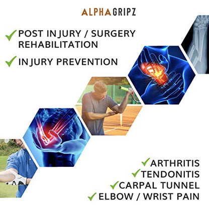 ALPHA GRIPZ Complete Set | Original Hand Grip Extensor Trainer Strengthener, Forearm Exerciser Workout, Finger Resistance Bands Strength, Tendonitis, Carpal Tunnel, Wrist, Elbow, Arthritis Pain Relief