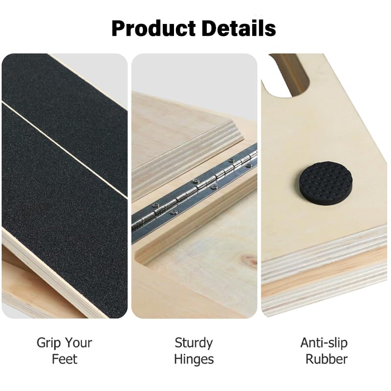 Saker 6-Angle Slant Board & Balance Board, Slant Boards for Exercise, Adjustable 40° Incline & Balance Board - 6-Angle Non-Slip Wooden Trainer for Squats, Calf Stretch, Stability Workouts - size: dual