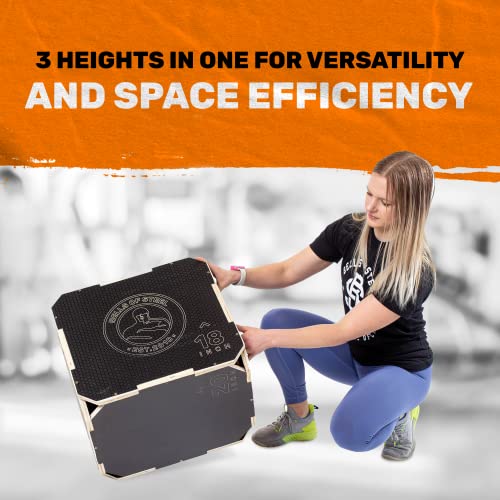 Plyo Box [Bells of Steel] Plyometric Box, 3-in-1, Anti-Slip, Wooden Step up Box for Workout, Jumps, Squats, Step-Ups, Knee-ups