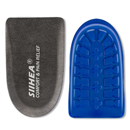 SIIHEA 1/2 inch Heel Pads Cushions for Shock Absorption, Heel Lifts Inserts Supports for Plantar Fasciitis, Spur Relief, Shoe Lifts Cups for Achilles Tendonitis, Height Increase (Medium,1Pair)
