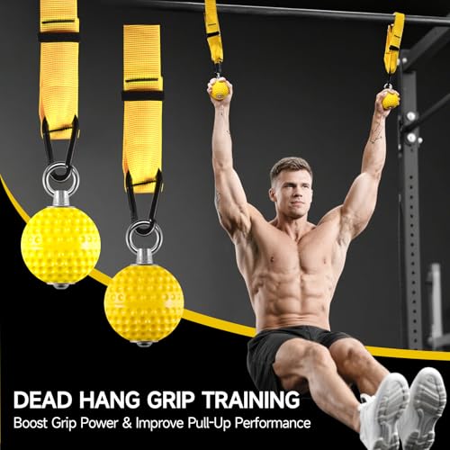 FitBeast Pull Up Ball Grips & Finger Straps Set – Grip Balls for Dead Hangs, Pull Ups, Climbing & Home Gym Training
