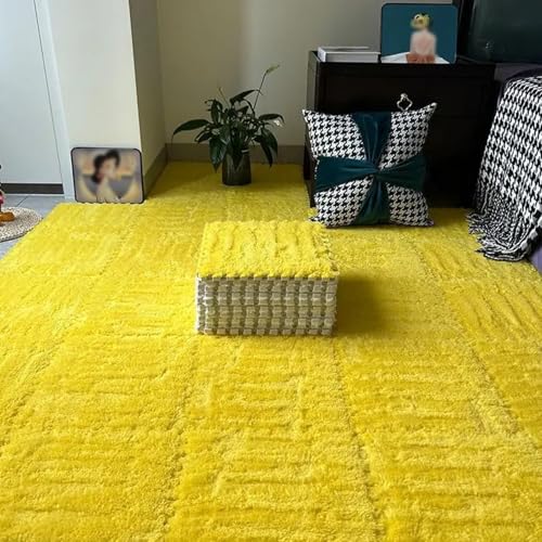 12 Pieces Thickened Plush Foam Interlocking Floor Mat,Fluffy Square Foam Tiles with 12 Edgings,Soft Anti-Slip Puzzle Area Rug Playmat for Bedroom,12X12inch,12 Tiles/11.6 Sq.Ft,Yellow - color: Light Red