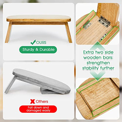 Meditation Bench with Carrying Bag, Meditation Kneeling Stool Portable Yoga Meditation Bench Ergonomic Foldable Prayer Stool with Soft Cushion for Kneeling Sitting Prayer Extended Practice