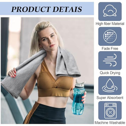 36 Pcs Microfiber Gym Towel 16 x 28 in Bleach Proof Towels Absorbent Soft Sweat Towels Quick Dry Lightweight Towel for Hand Salon Bath Spa Hotel Pool Home Hair Care(Light Grey)