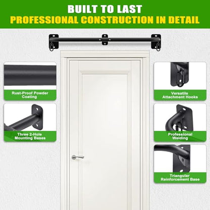 SELEWARE Heavy Duty Wall Mount Pull Up Bar, Joist Mount Chin Up Bar for Doorway, Sturdy Steel Construction, w/Resistance Band Hooks, Fits 32"/36" Wall Studs for Home Gym Strength Training - size: A: 32" x 1.3" Dia Grip